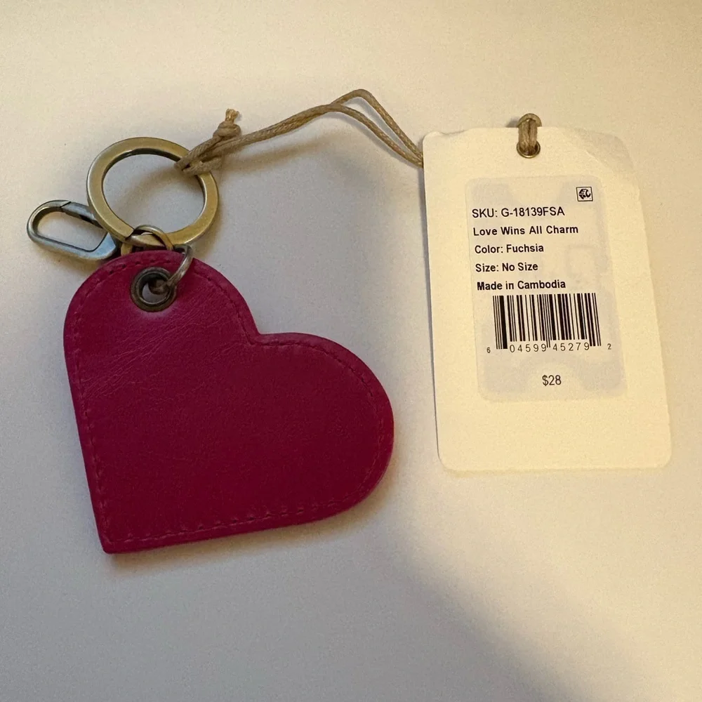 HOBO Magenta Heart Leather Keychain